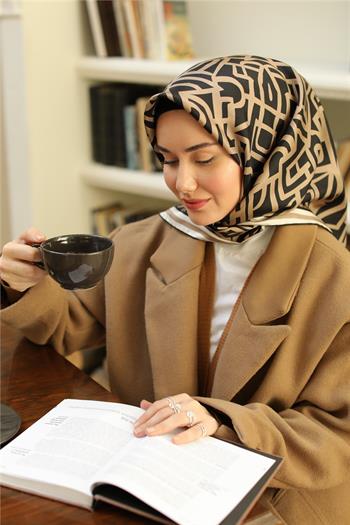 Silk Home Twill İpek Eşarp - 11391-13 Siyah Vizon