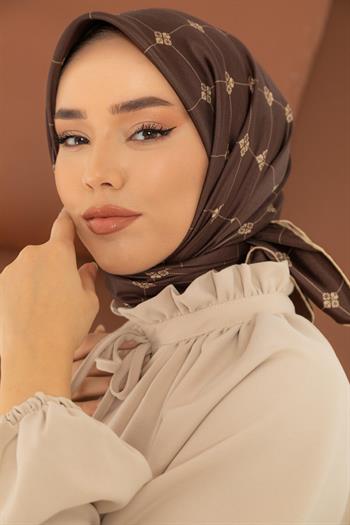Silk Home Twill İpek Eşarp - 11392-01 Kahverengi Bej 