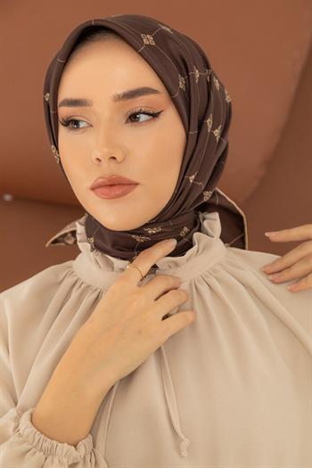 Silk Home Twill İpek Eşarp - 11392-01 Kahverengi Bej 
