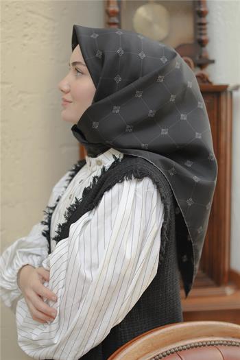 Silk Home Twill İpek Eşarp - 11392-02 Siyah Gri