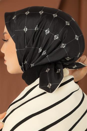 Silk Home Twill İpek Eşarp - 11392-04 Siyah Ekru