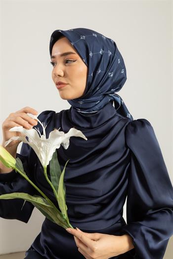 Silk Home Twill İpek Eşarp - 11392-21 Lacivert Mavi