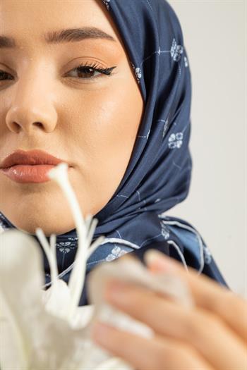 Silk Home Twill İpek Eşarp - 11392-21 Lacivert Mavi