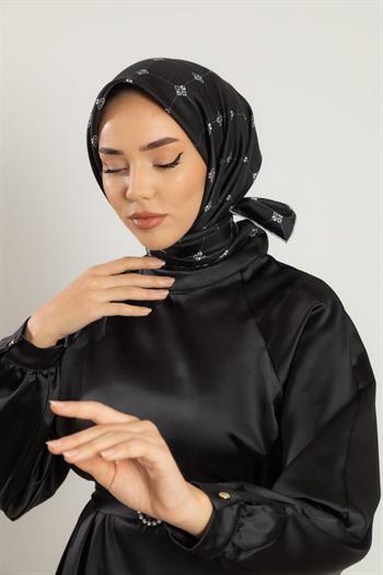Silk Home Twill İpek Eşarp - 11392-22 Siyah Gümüş