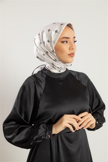 Silk Home Twill İpek Eşarp - 11392-23 Gümüş Siyah
