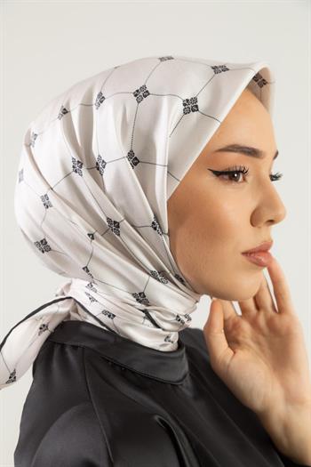 Silk Home Twill İpek Eşarp - 11392-23 Gümüş Siyah