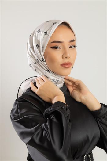 Silk Home Twill İpek Eşarp - 11392-23 Gümüş Siyah