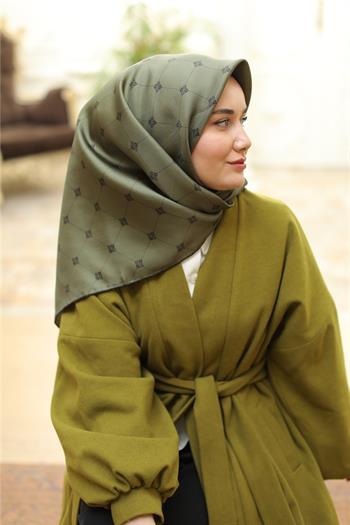 Silk Home Twill İpek Eşarp - 11392-27 Haki Yeşil
