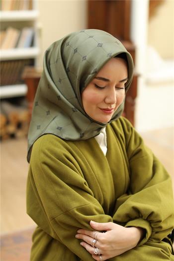 Silk Home Twill İpek Eşarp - 11392-27 Haki Yeşil