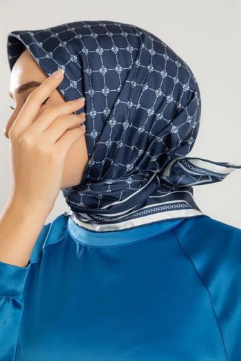 Silk Home Twill İpek Eşarp - 11393-05 Lacivert Ekru