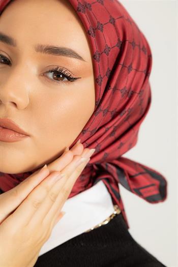 Silk Home Twill İpek Eşarp - 11393-11 Bordo Siyah