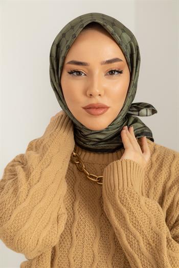 Silk Home Twill İpek Eşarp - 11393-12 Haki Yeşil