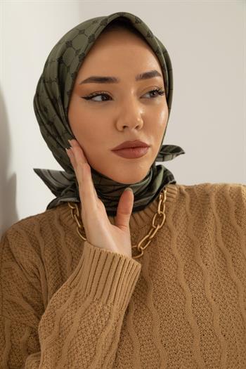 Silk Home Twill İpek Eşarp - 11393-12 Haki Yeşil