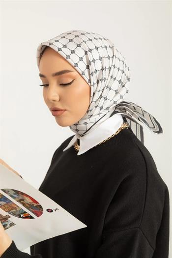 Silk Home Twill İpek Eşarp - 11393-17 Gümüş Siyah