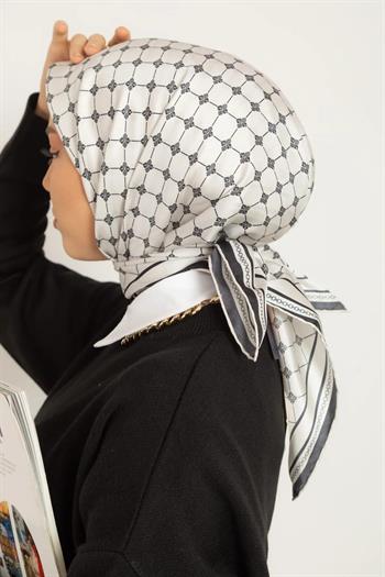 Silk Home Twill İpek Eşarp - 11393-17 Gümüş Siyah