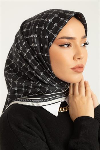 Silk Home Twill İpek Eşarp - 11393-21 Siyah Krem