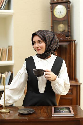 Silk Home Twill İpek Eşarp - 11393-28 Siyah Bakır