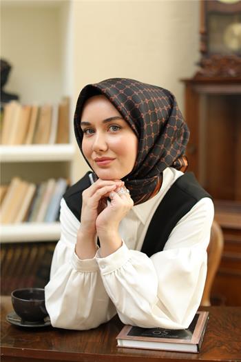 Silk Home Twill İpek Eşarp - 11393-28 Siyah Bakır