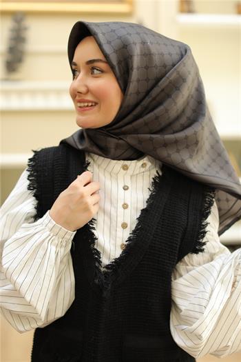 Silk Home Twill İpek Eşarp - 11393-24 Füme Siyah