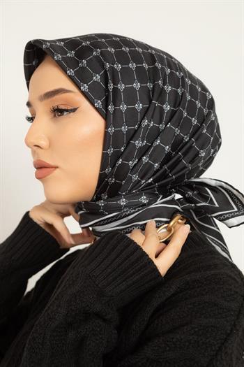Silk Home Twill İpek Eşarp - 11393-18 Siyah Gümüş