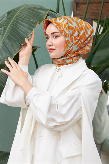 Silk Home Twill İpek Eşarp - 11397-49 Çağla Turuncu