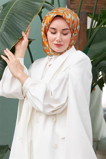 Silk Home Twill İpek Eşarp - 11397-49 Çağla Turuncu
