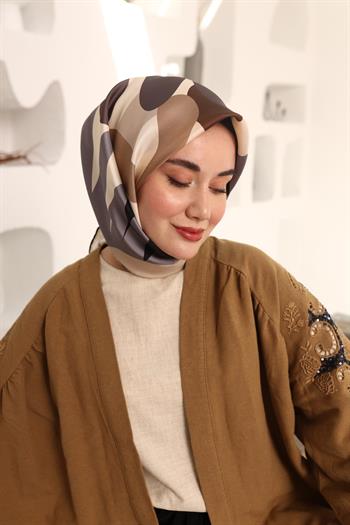 Silk Home Twill İpek Eşarp - 11408-17 Siyah Bej