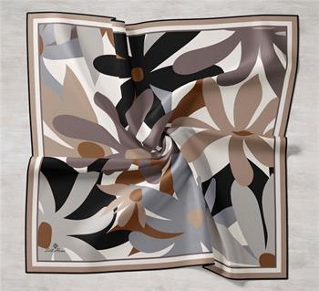 Silk Home Twill İpek Eşarp - 11408-17 Siyah Bej