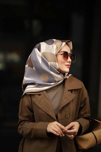 Silk Home Twill İpek Eşarp - 11408-17 Siyah Bej