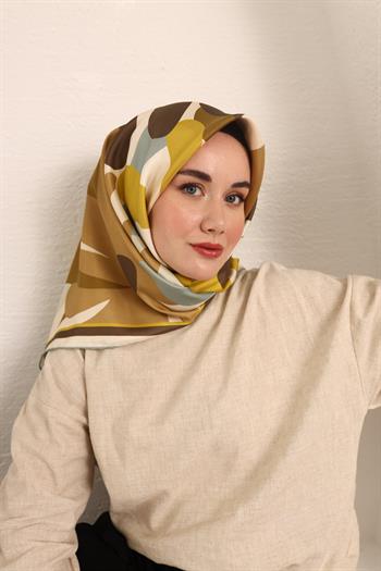 Silk Home Twill İpek Eşarp - 11408-39 Yağ Yeşili Hardal