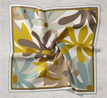 Silk Home Twill İpek Eşarp - 11408-39 Yağ Yeşili Hardal