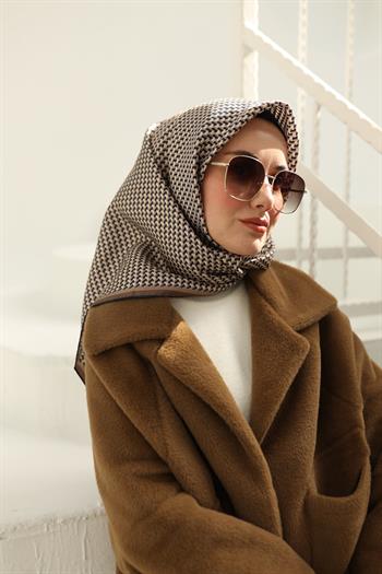 Silk Home Twill İpek Eşarp - 11409-31 Vizon Lacivert Bej