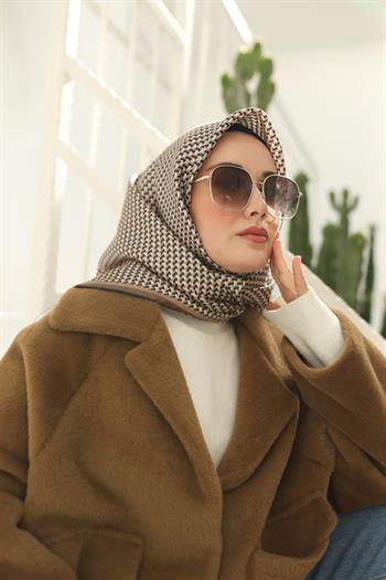 Silk Home Twill İpek Eşarp - 11409-31 Vizon Lacivert Bej