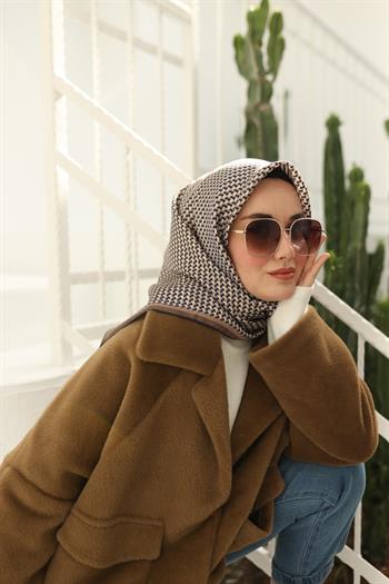 Silk Home Twill İpek Eşarp - 11409-31 Vizon Lacivert Bej