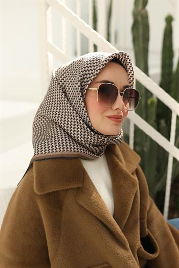 Silk Home Twill İpek Eşarp - 11409-31 Vizon Lacivert Bej