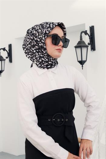 Silk Home Twill İpek Eşarp - 11412-03 Siyah Krem