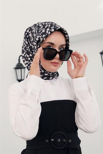 Silk Home Twill İpek Eşarp - 11412-03 Siyah Krem