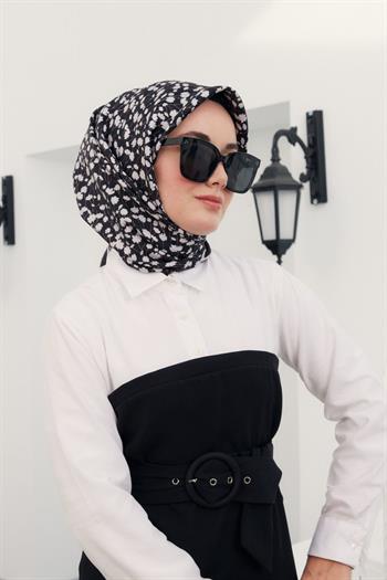 Silk Home Twill İpek Eşarp - 11412-03 Siyah Krem