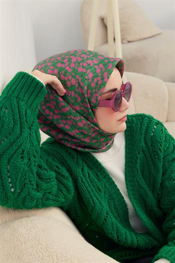 Silk Home Twill İpek Eşarp - 11412-06 Yeşil Pembe