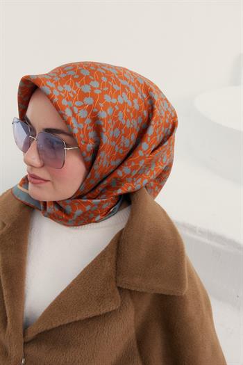 Silk Home Twill İpek Eşarp - 11412-17 Kiremit Çağla