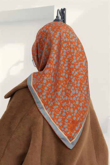 Silk Home Twill İpek Eşarp - 11412-17 Kiremit Çağla