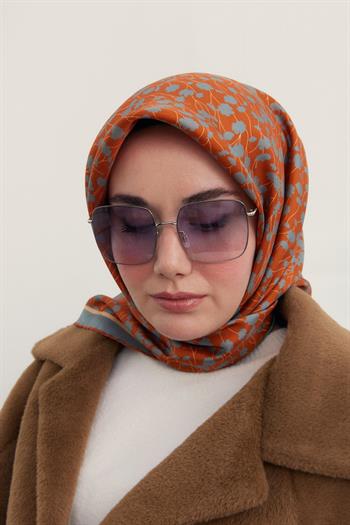 Silk Home Twill İpek Eşarp - 11412-17 Kiremit Çağla