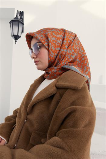 Silk Home Twill İpek Eşarp - 11412-17 Kiremit Çağla