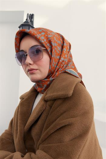 Silk Home Twill İpek Eşarp - 11412-17 Kiremit Çağla