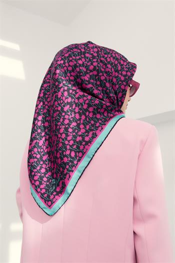 Silk Home Twill İpek Eşarp - 11412-29 Siyah Fuşya
