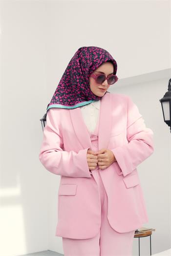 Silk Home Twill İpek Eşarp - 11412-29 Siyah Fuşya