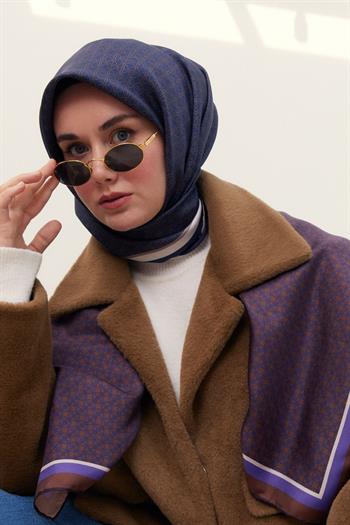 Silk Home Twill İpek Eşarp - 11414-02 Lacivert Vizon