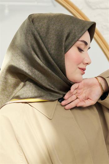 Silk Home Twill İpek Eşarp - 11414-05 Yağ Yeşili