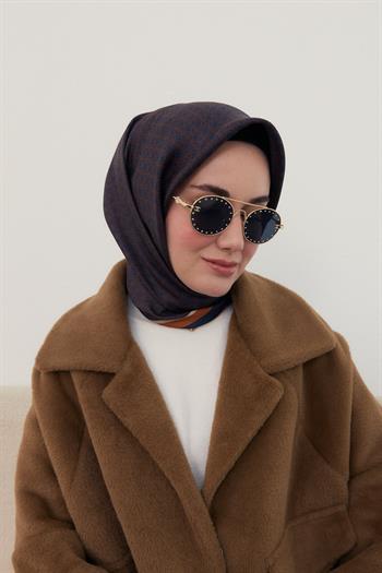 Silk Home Twill İpek Eşarp - 11414-20 Lacivert Kiremit