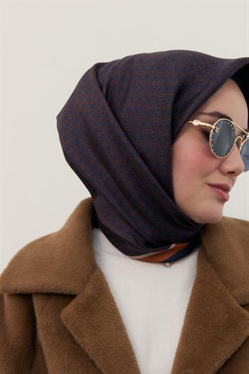 Silk Home Twill İpek Eşarp - 11414-20 Lacivert Kiremit